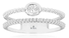 .30CT DIAMOND 14K WHITE GOLD 3D ROUND & OVAL BEZEL SOLITAIRE ENGAGEMENT RING SET