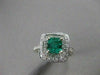 ESTATE WIDE 1.63CT DIAMOND & AAA EMERALD 14KT WHITE GOLD SQUARE HALO RING #20487