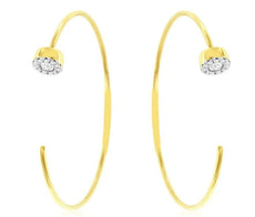 ESTATE .20CT DIAMOND 14KT YELLOW GOLD 3D FLOWER HOOP FUN CUFF EARRINGS