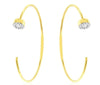 ESTATE .20CT DIAMOND 14KT YELLOW GOLD 3D FLOWER HOOP FUN CUFF EARRINGS