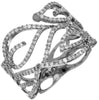 ESTATE WIDE .60CT DIAMOND 14KT WHITE GOLD MULTI LEAF DOUBLE HEART FUN RING