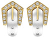 ESTATE .42CT DIAMOND 18KT WHITE AND YELLOW GOLD ETOILE BELT FUN HANGING EARRINGS