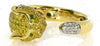 LARGE .60CT WHITE & FANCY YELLOW & AAA EMERALD DIAMOND 18KT YELLOW GOLD FUN RING