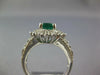 ESTATE WIDE 2.0CT DIAMOND & AAA EMERALD 14KT WHITE GOLD FLOWER ENGAGEMENT RING
