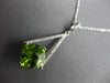 LARGE 3.92CT DIAMOND & AAA PERIDOT 14KT WHITE GOLD 3D CUSHION & ROUND PENDANT
