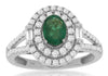 1.26CT DIAMOND & AAA EMERALD 14KT WHITE GOLD 3D OVAL DOUBLE HALO ENGAGEMENT RING