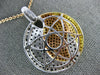 ESTATE LARGE 2.46CT MULTI COLOR DIAMOND 18K TRI COLOR GOLD CIRCULAR LEAF PENDANT