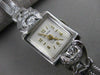 ANTIQUE OLD EURO MINE DIAMOND 14K WHITE GOLD HERNA WATCH 17 JEWEL SWISS 7" 21595