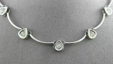 ANTIQUE ROUND .50CT DIAMOND 14KT WHITE GOLD 5 STONE PEAR ITALIAN NECKLACE #1809
