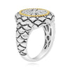 ESTATE .06CT DIAMOND 14KT 2 TONE GOLD 3D OPEN FILIGREE OVAL FLOWER FUN RING