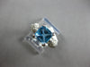 1.99CT DIAMOND & AAA BLUE TOPAZ 14KT WHITE GOLD CUSHION & ROUND FRIENDSHIP RING