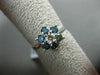 ESTATE .68CT WHITE & BLUE DIAMONDS 14KT WHITE GOLD 3D FLOWER SOLITAIRE LOVE RING