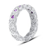 ESTATE .47CT DIAMOND & AAA PINK RUBY 14KT WHITE GOLD TRIANGULAR GEOMETRICAL RING