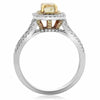 GIA 1.64CT WHITE & FANCY YELLOW DIAMOND 18KT 2 TONE GOLD 3D HALO ENGAGEMENT RING