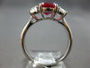 LARGE 2.88CT DIAMOND & AAA RUBY 18KT WHITE GOLD 3D OVAL 3 STONE ENGAGEMENT RING