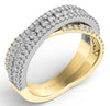 WIDE 1.28CT DIAMOND 14KT 2 TONE GOLD 3D MULTI ROW CRISS CROSS PAVE X LOVE RING