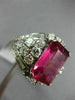 ANTIQUE EXTRA LARGE 10.8CT DIAMOND & AAA RUBELLITE PLATINUM 3D CLUSTER FUN RING