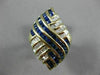 ESTATE LARGE 3.36CT DIAMOND & AAA SAPPHIRE 18KT YELLOW GOLD MULTI ROW LOVE RING