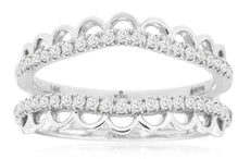 ESTATE .33CT DIAMOND 14KT WHITE GOLD 3D V SHAPE CROWN INSERT ANNIVERSARY RING