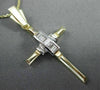 ESTATE LARGE .35CT BAGUETTE DIAMOND 14KT WHITE & YELLOW GOLD CROSS PENDANT 9758