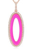 ESTATE .38CT DIAMOND & PINK ENAMEL 14KT ROSE GOLD OPEN OVAL FUN FLOATING PENDANT