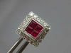 ESTATE 1.26CT DIAMOND & AAA RUBY 18KT WHITE GOLD PRINCESS & ROUND STUD EARRINGS