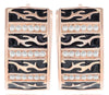 ESTATE WIDE .20CT DIAMOND & BLACK ENAMEL 14KT ROSE GOLD 3D HOOP HANGING EARRINGS