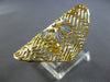 EXTRA LARGE 22K 2 TONE GOLD 3D HANDCRAFTED DIAMOND CUT OPEN FILIGREE RING #28204