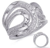 ESTATE WIDE .49CT DIAMOND 14KT WHITE GOLD 3D MULTI ROW DOUBLE LEAF FUN RING