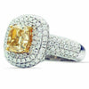 ESTATE LARGE 4.82CT WHITE & FANCY YELLOW DIAMOND 18KT WHITE GOLD ENGAGEMENT RING