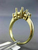 0.44CT DIAMOND 14KT YELLOW GOLD 3 STONE ROUND SEMI MOUNT ENGAGEMENT RING #1552