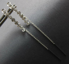 ESTATE .34CT DIAMOND 14KT WHITE GOLD BEZEL CHANDELIER BAR FUN HANGING EARRINGS