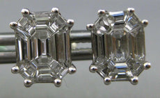 LARGE 1.09CT DIAMOND 18K WHITE GOLD MULTI SHAPE INVISIBLE OCTAGON STUD EARRINGS