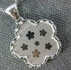 ESTATE 14KT WHITE GOLD 3D CLASSIC FLOWER WITH STAR PENDANT #1640