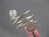 LARGE .40CT DIAMOND 14KT WHITE GOLD 4 LEAF CLOVER FLOWER FLEXIBLE SNAKE FUN RING