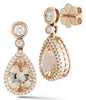 3.81CT DIAMOND & AAA MORGANITE 14KT ROSE GOLD PEAR SHAPE HALO HANGING EARRINGS