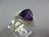 ESTATE LARGE 3.14CT DIAMOND & AAA AMETHYST 14KT WHITE GOLD 3D TRILLION HALO RING