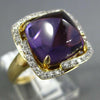 LARGE 8.95CT DIAMOND & AAA AMETHYST 14KT YELLOW GOLD 3D PYRAMID SQUARE FUN RING