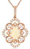 .74CT DIAMOND 14KT ROSE GOLD OVAL & ROUND OPEN FILIGREE FLOWER FLOATING PENDANT