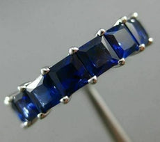 LARGE 6.24CT AAA PRINCESS SAPPHIRE 18KT WHITE GOLD 3D ETERNITY ANNIVERSARY RING