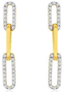 .28CT DIAMOND 14KT YELLOW GOLD 3D OVAL CLASSIC LOVE KNOT FUN HANGING EARRINGS