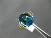 ANTIQUE 2.35CT ROUND DIAMOND & AAA OVAL BLUE TOPAZ 14KT YELLOW GOLD RING #16494