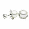 ESTATE .10CT DIAMOND & AAA PEARL 14KT WHITE GOLD 3D CLASSIC HALO STUD EARRINGS