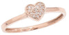 ESTATE .04CT DIAMOND 14KT ROSE GOLD 3D ROUND PAVE HEART SHAPE LOVE RING