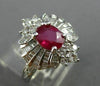 ESTATE LARGE 2.37CT DIAMOND & RUBY 18KT WHITE GOLD FLOWER ENGAGEMENT RING #25401