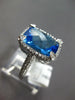 ESTATE LARGE 8.0CT DIAMOND & AAA BLUE TOPAZ 14KT WHITE GOLD 3D FILIGREE FUN RING