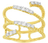 ESTATE WIDE 0.45CT DIAMOND 14KT YELLOW GOLD 3D CLASSIC MULTI ROW SNAKE FUN RING