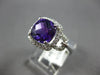 WIDE 2.25CT DIAMOND & AAA AMETHYST 14KT WHITE GOLD 3D CUSHION & ROUND HALO RING
