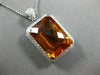 ESTATE LARGE 15.53CT DIAMOND & CITRINE 14KT WHITE GOLD 3D HALO FLOATING PENDANT