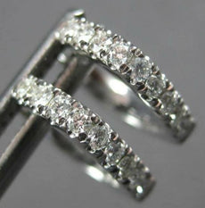 ESTATE SMALL .25CT DIAMOND 14K WHITE GOLD 3D HEART SHAPE HUGGIE HANGING EARRINGS